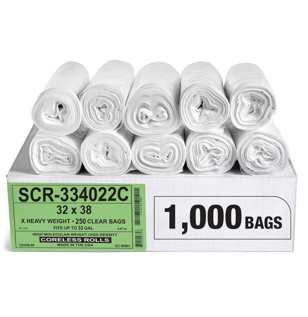Aluf Plastics High-Density Trash Bags, Coreless Roll