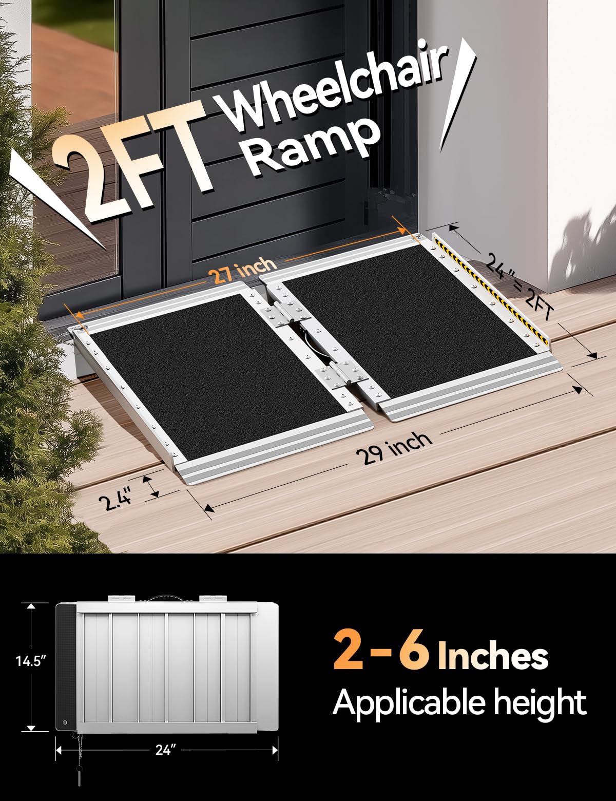 FACHNUO Portable Wheelchair Ramp - Folding Threshold Access

