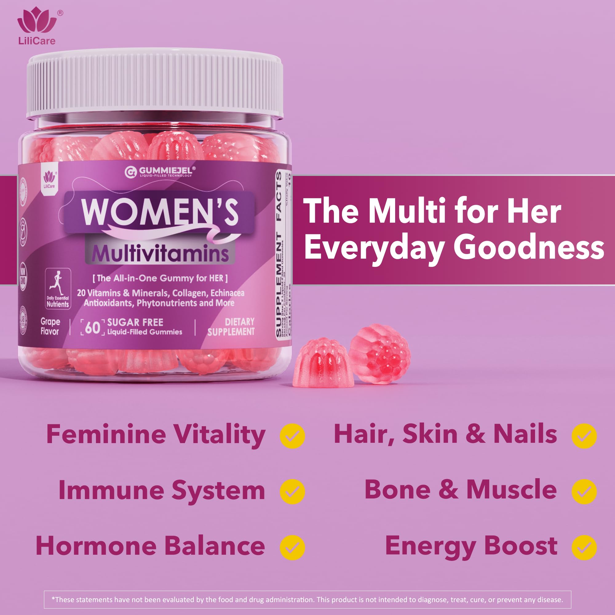 Lilicare Women's Multivitamin Gummies | Methylfolate

