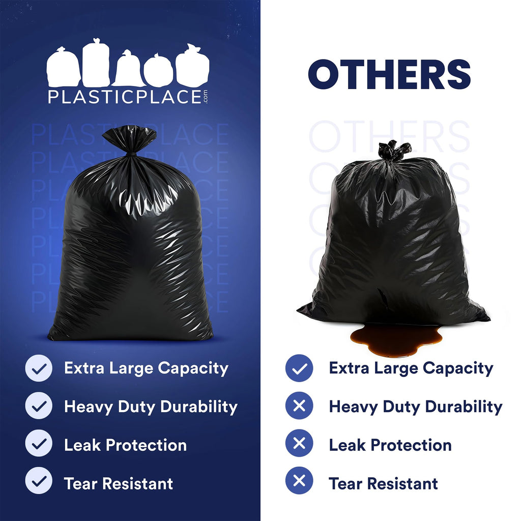 Plasticplace Heavy-Duty Black Trash Bags for Large Cans

