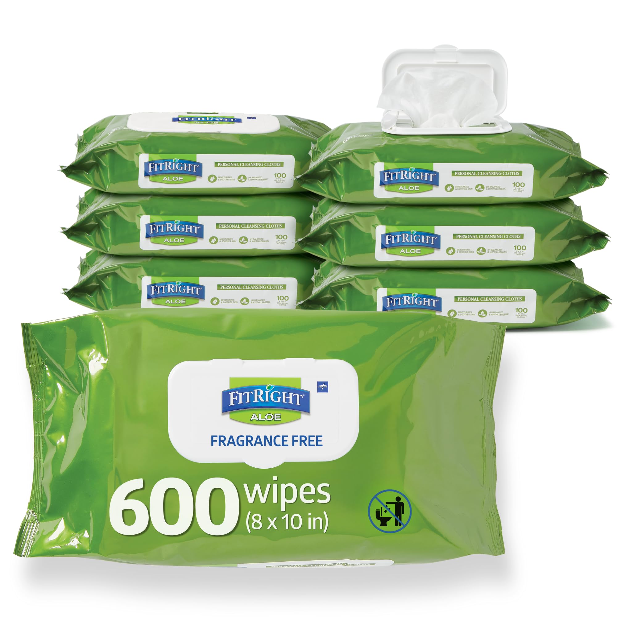 FitRight Aloe Personal Cleansing Wipes for Adults

