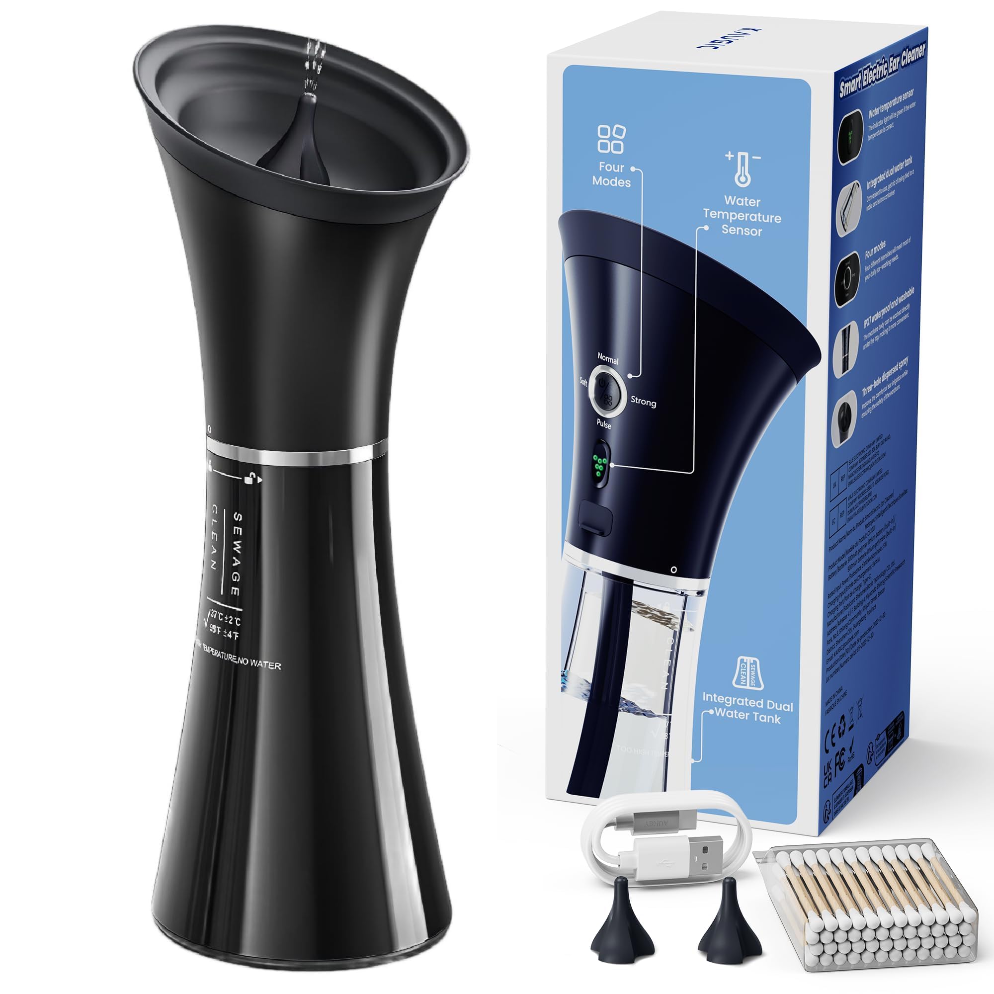 KAUGIC Upgraded Ear Wax Remover with One-Piece Tank and Water Temp Sensor