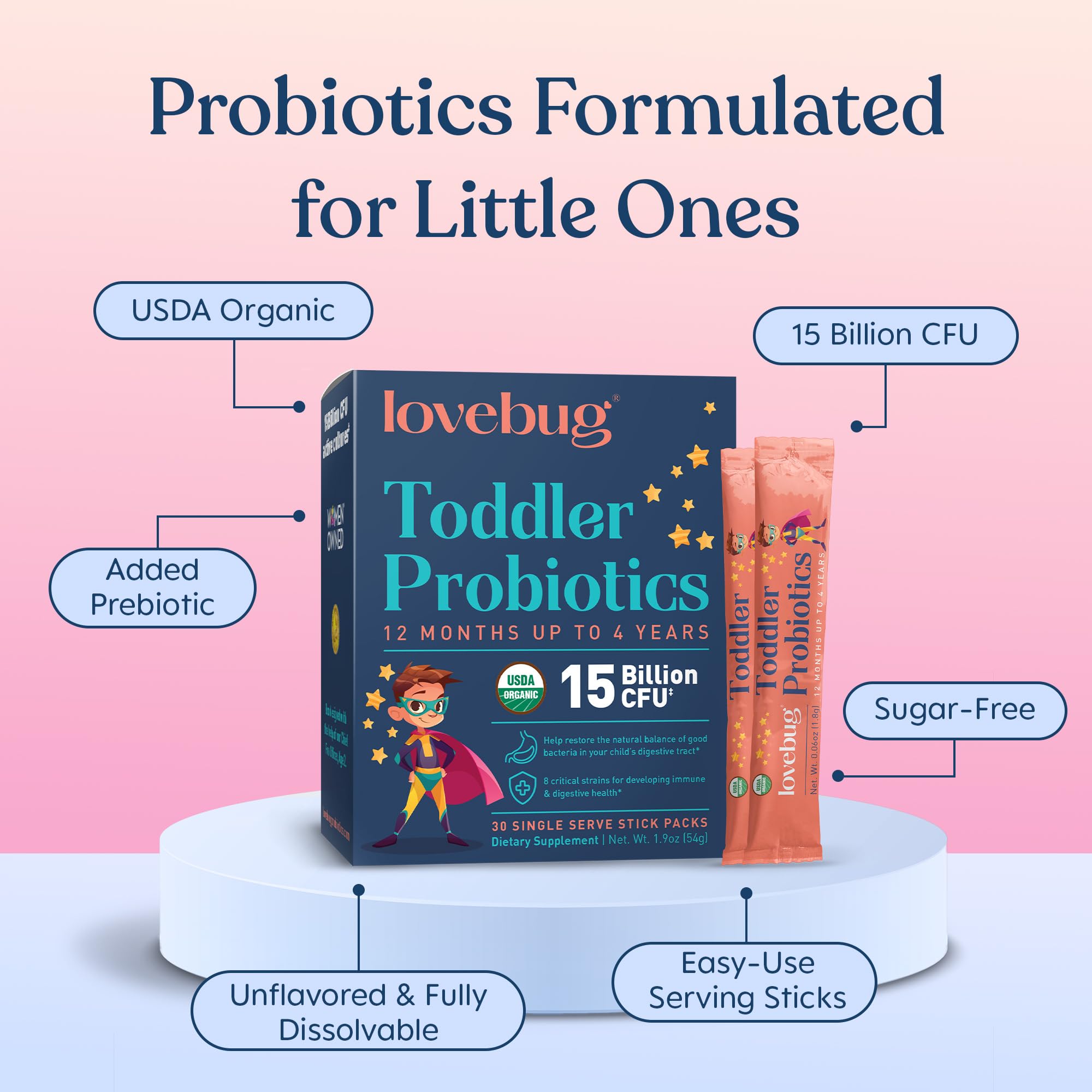 LOVEBUG Kids Probiotic Powder for Digestive Health


