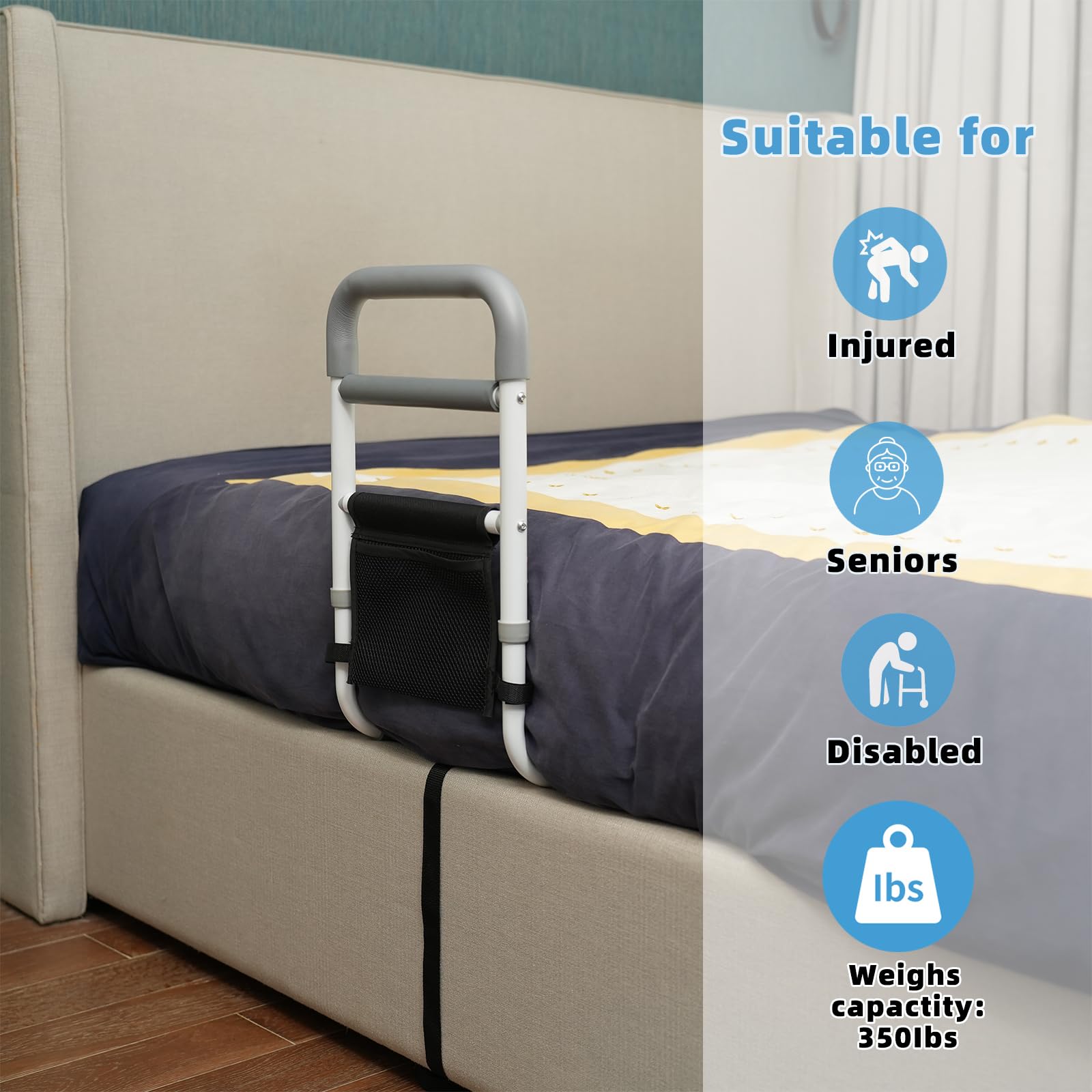 Bed Rail Assist for Seniors with Non-Slip Grip | Easy Install


