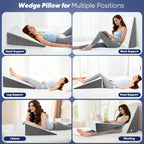 Bed Wedge Pillow with Memory Foam Top for Reading and Sleep

