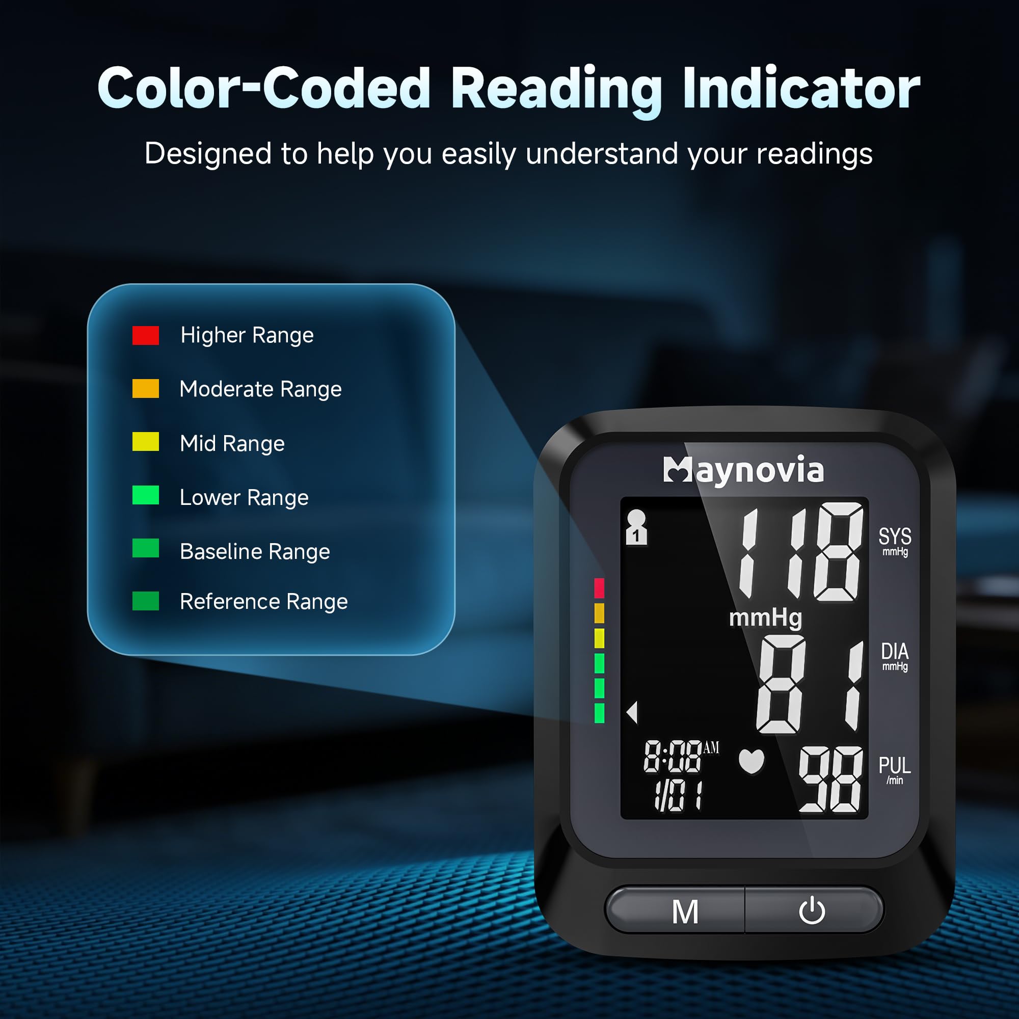 Wrist Blood Pressure Monitor - Automatic with Backlit Display

