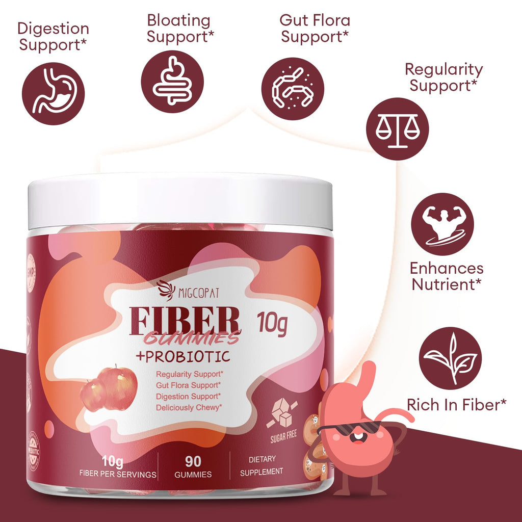 Migcopat Fiber Gummies with Probiotics | Digestive Health

