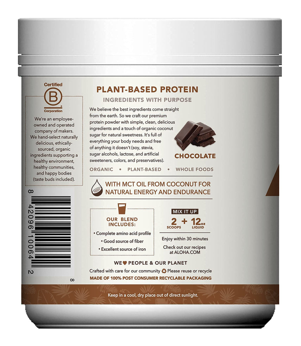 ALOHA Organic Plant Based Protein Powder - Vegan, Non-GMO

