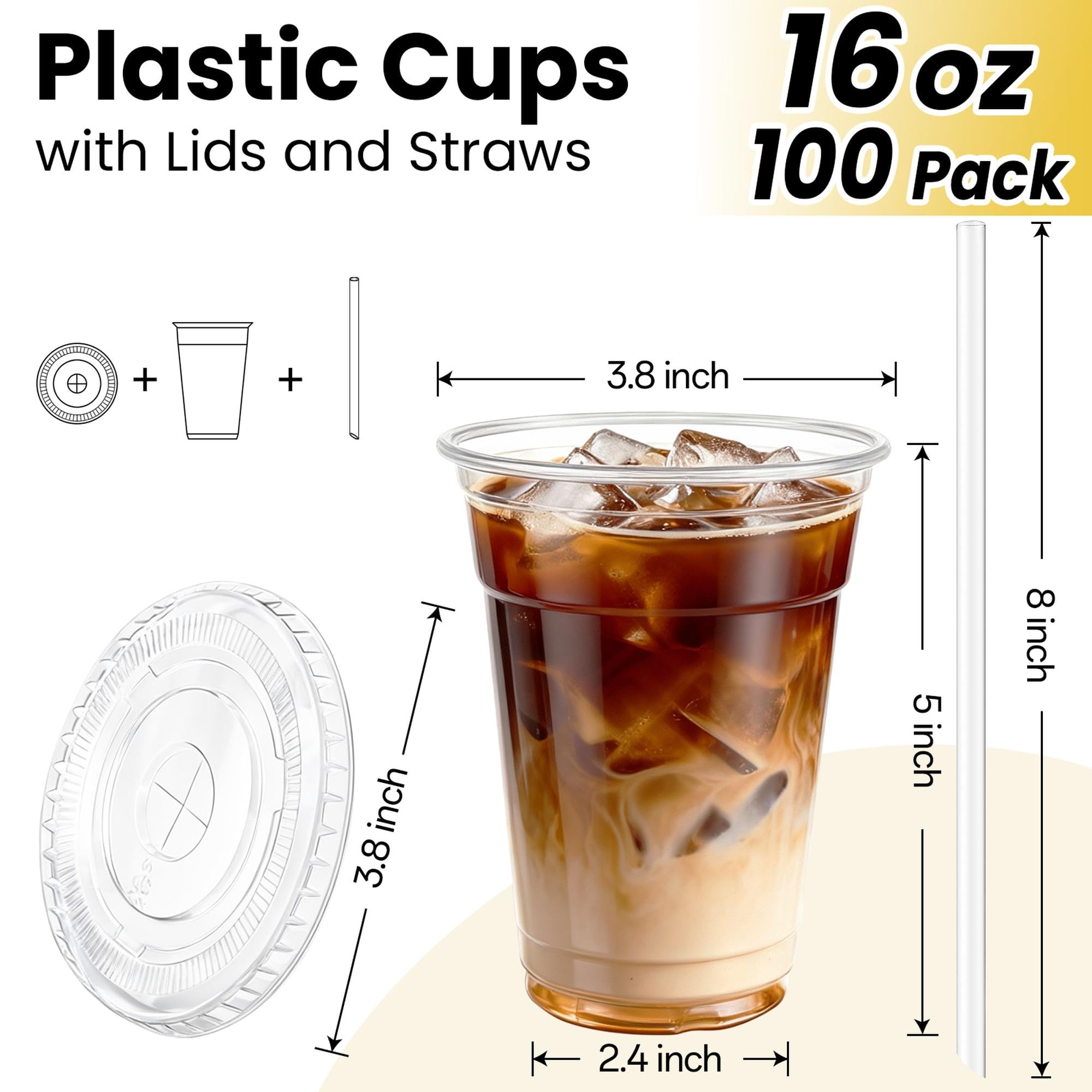 Clear Plastic Cups with Lids & Straws – Heavy Duty PET

