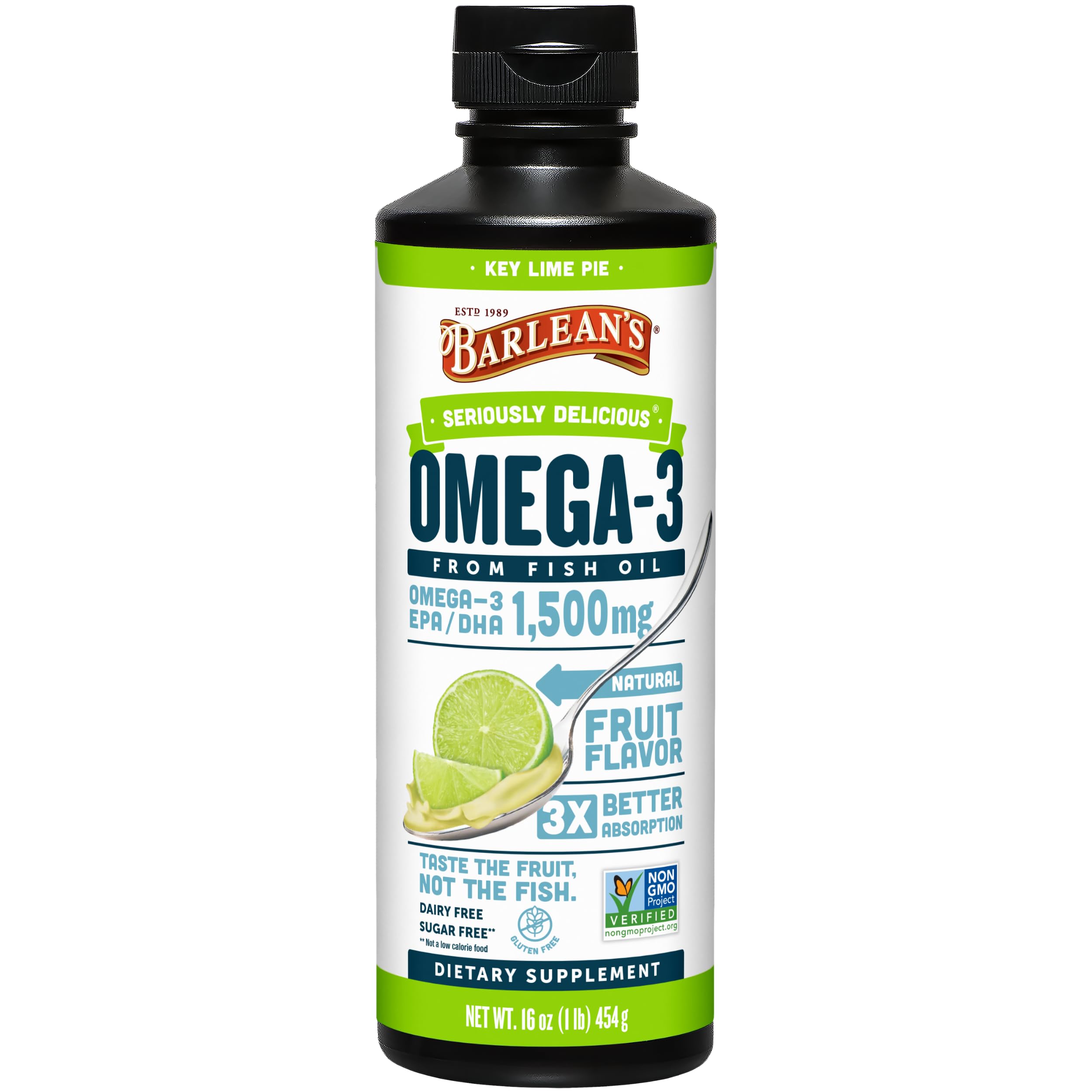 Barlean's Omega-3 Fish Oil Liquid Supplement 1080 mg EPA/DHA