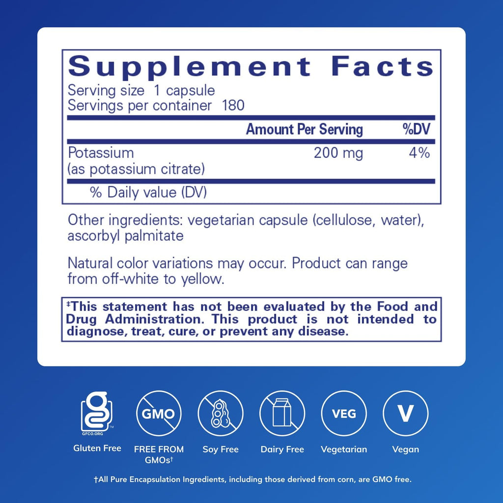 Pure Encapsulations Potassium Citrate Capsule | Electrolyte

