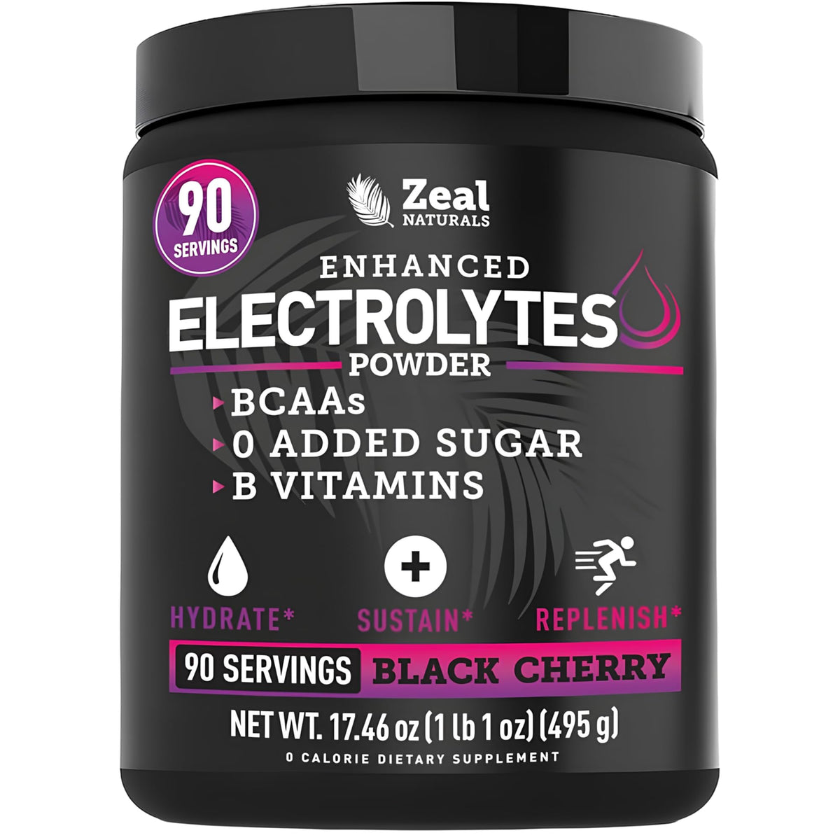 Zeal Electrolyte Powder - 90 Servings - Zero Sugar, BCAAs, B-Vitamins