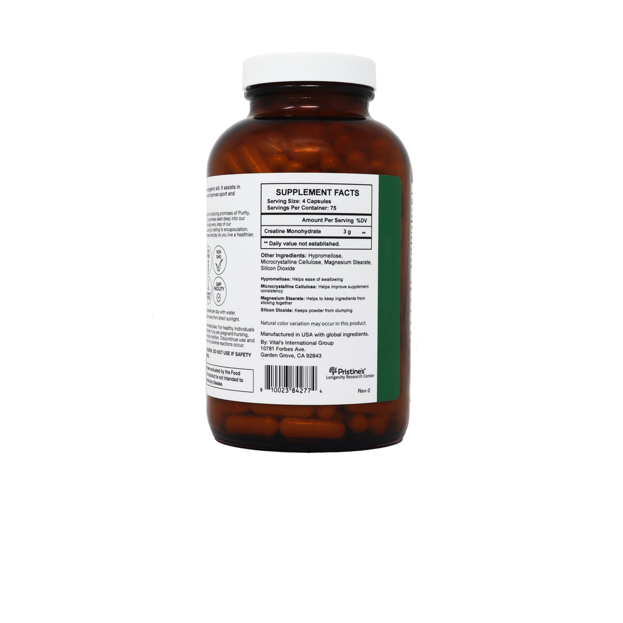 PRISTINE'S Creatine Monohydrate Capsules for Men and Women


