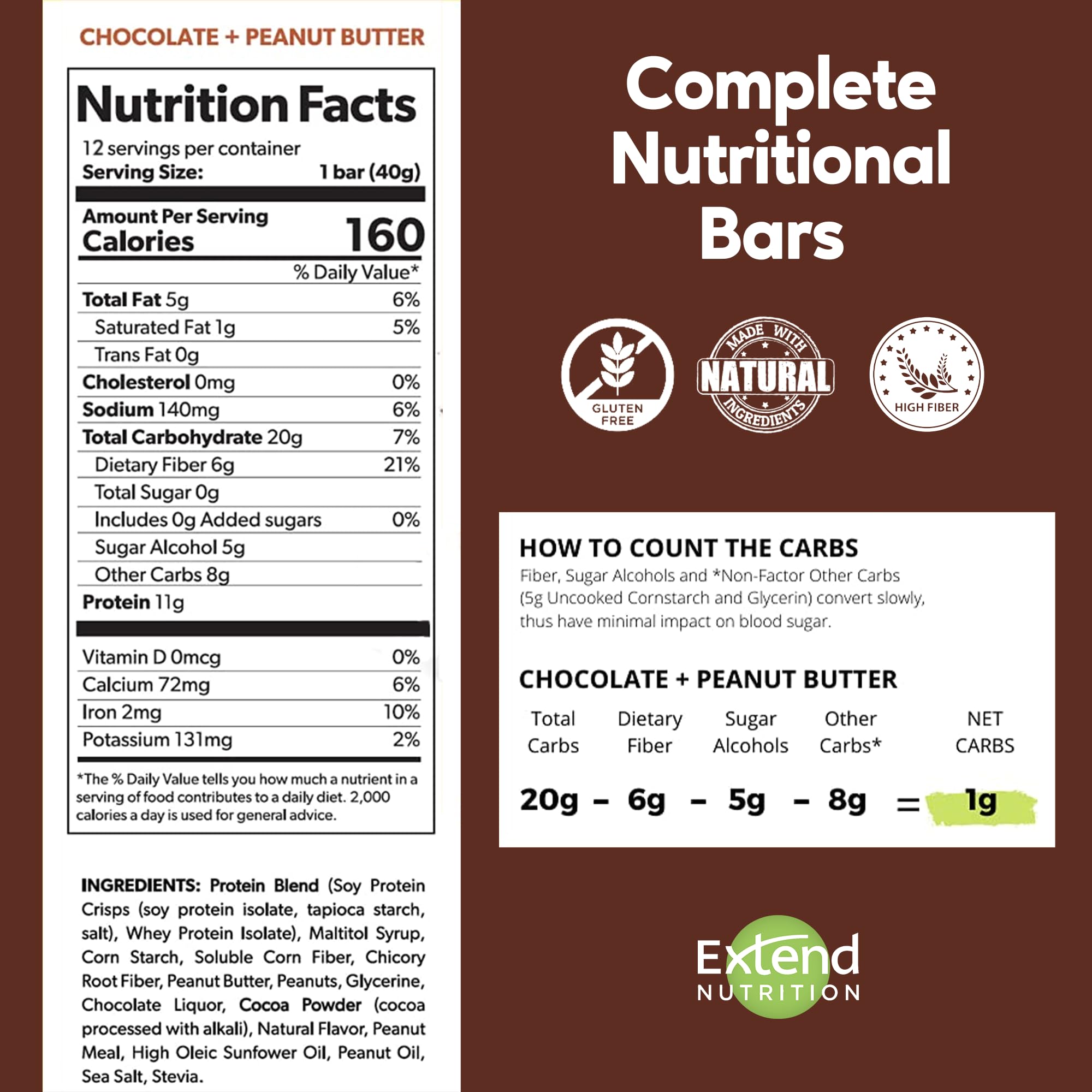 Sugar Free Protein Bars Extend - High Protein, Low Carb

