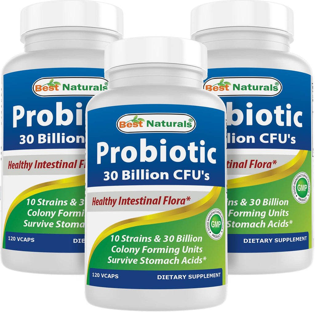 Best Naturals Probiotic 10 Strains & 30 Billion CFU Vegetarian Capsules - Shelf Stable