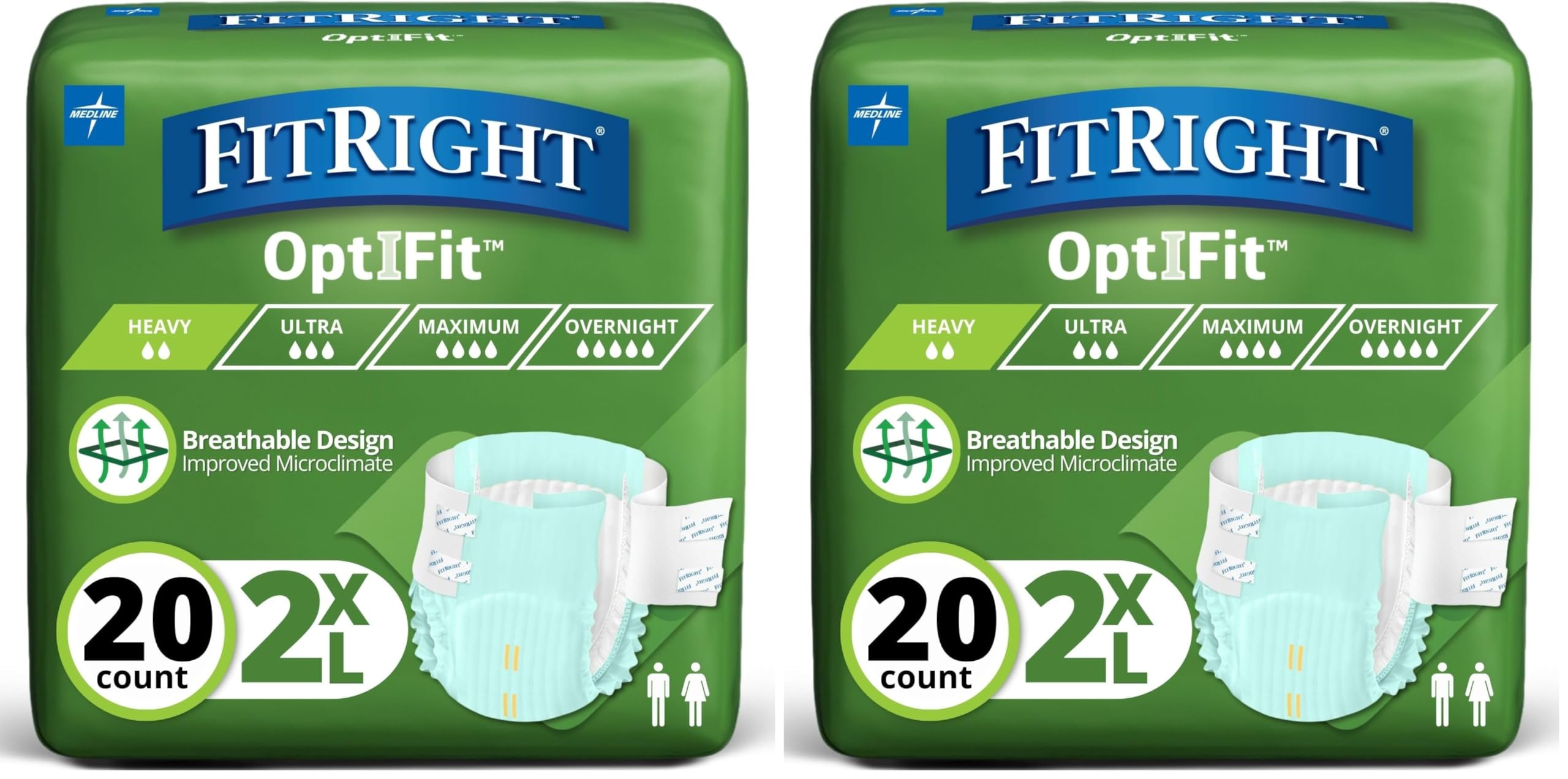 FitRight Heavy Absorbency Adult Diapers - OptiFit Briefs for Men and Women