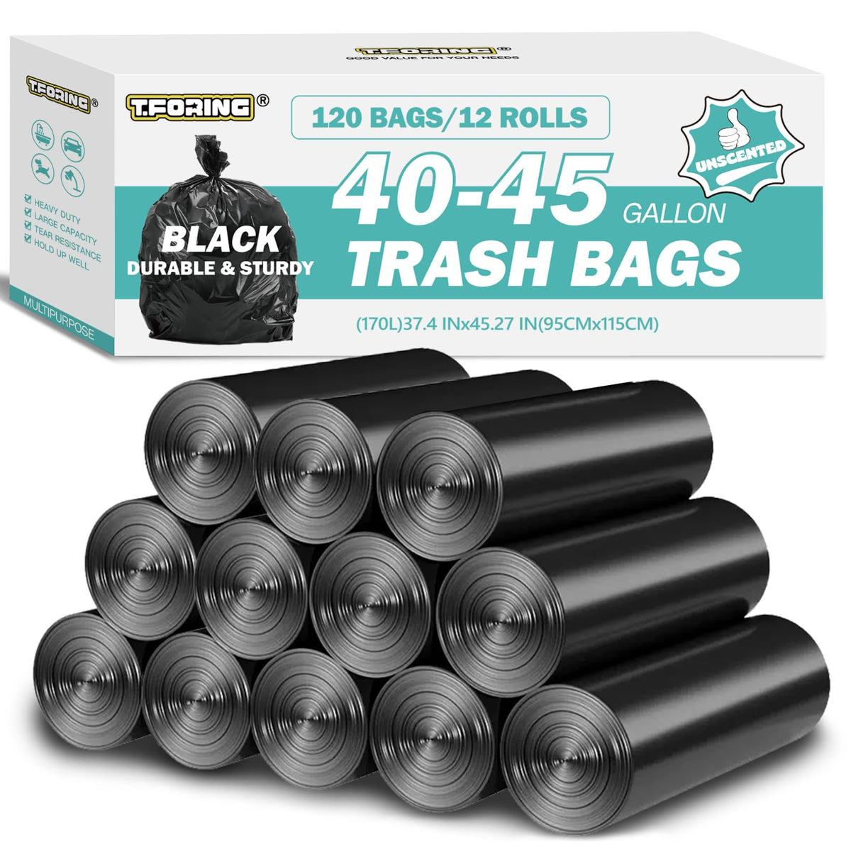 TFORING Heavy Duty Trash Bags for Commercial Use