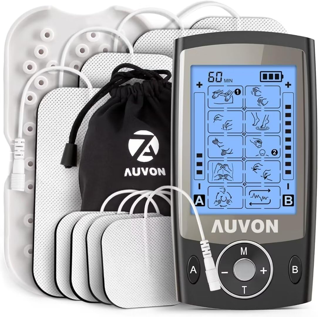 AUVON Dual Channel TENS Unit with 20 Modes and Pads