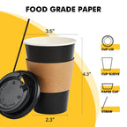 RACETOP Disposable Coffee Cups with Lids and Sleeves

