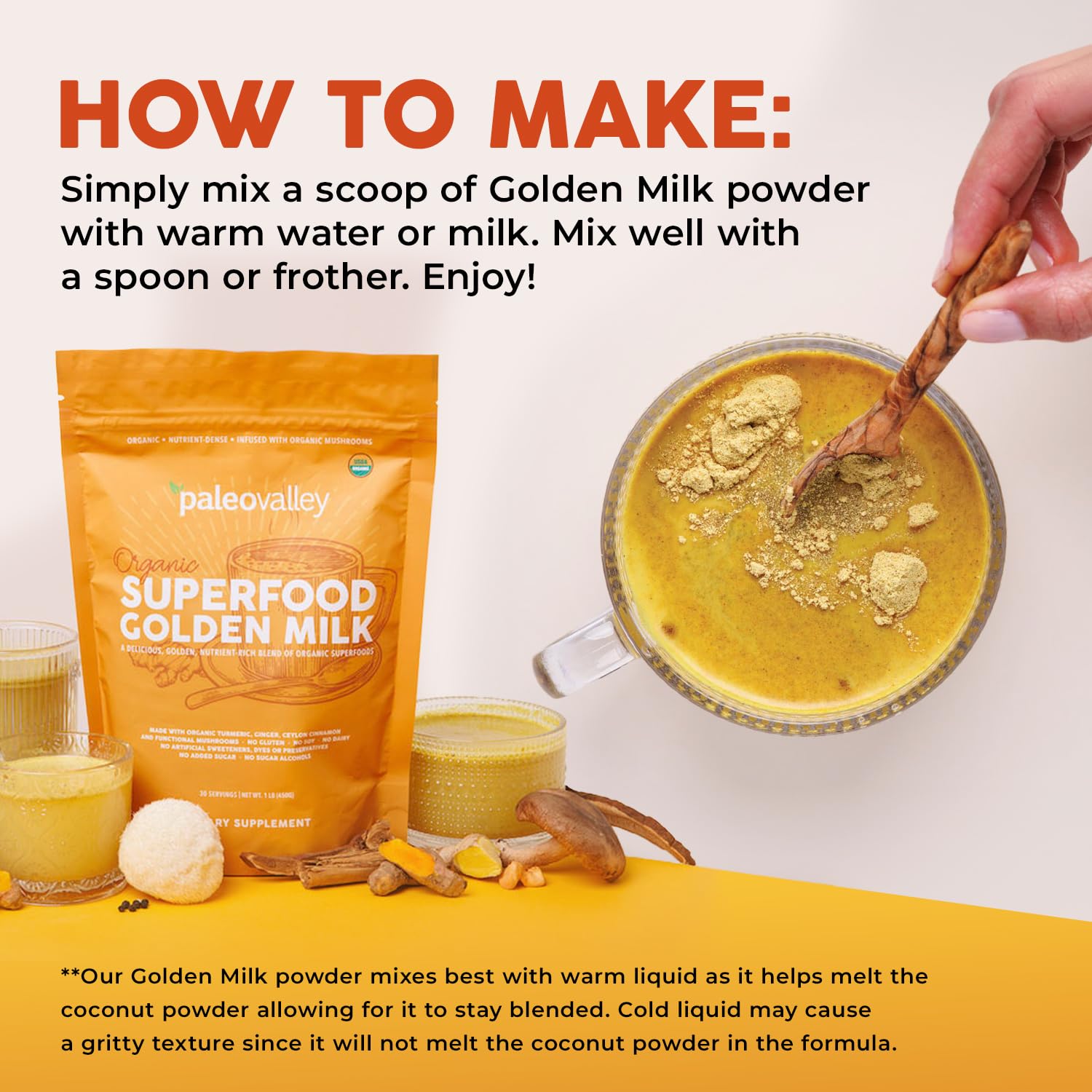 Paleovalley Organic Golden Milk with Turmeric and Mushrooms

