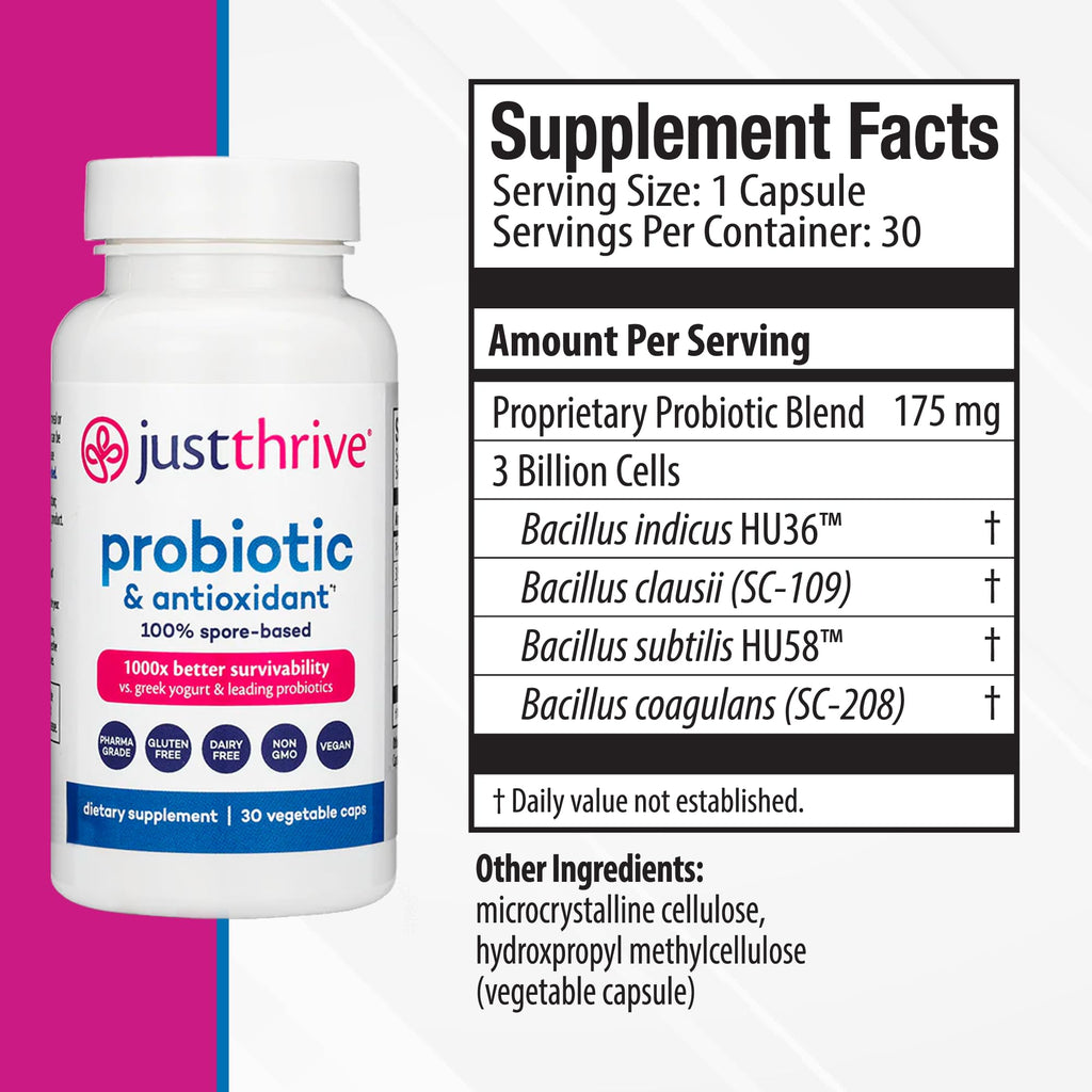 Just Thrive Probiotic & Antioxidant - Spore-Based Support

