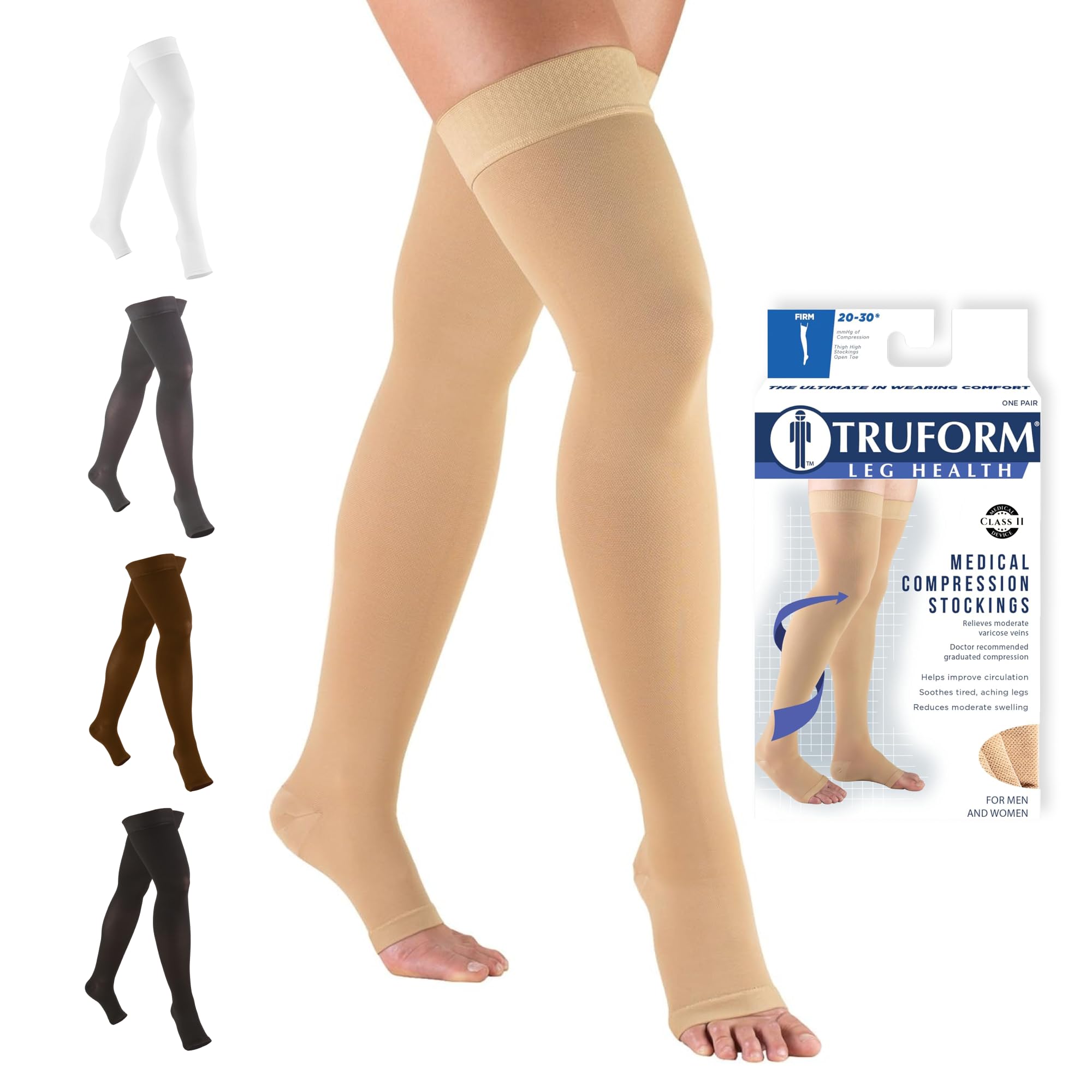 Truform 20-30 mmHg Unisex Thigh-High Compression Stockings

