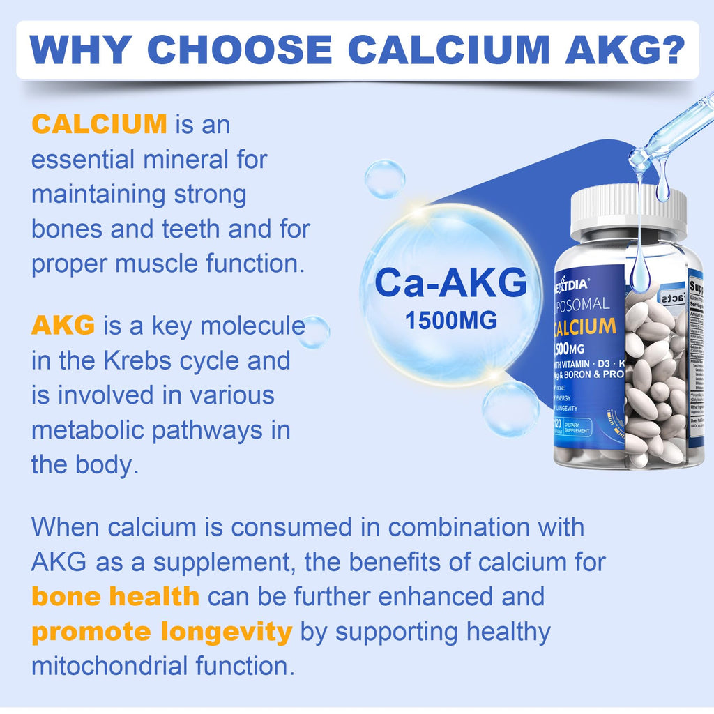 Liposomal Calcium AKG with D3 & K2 Softgels for Bone Health

