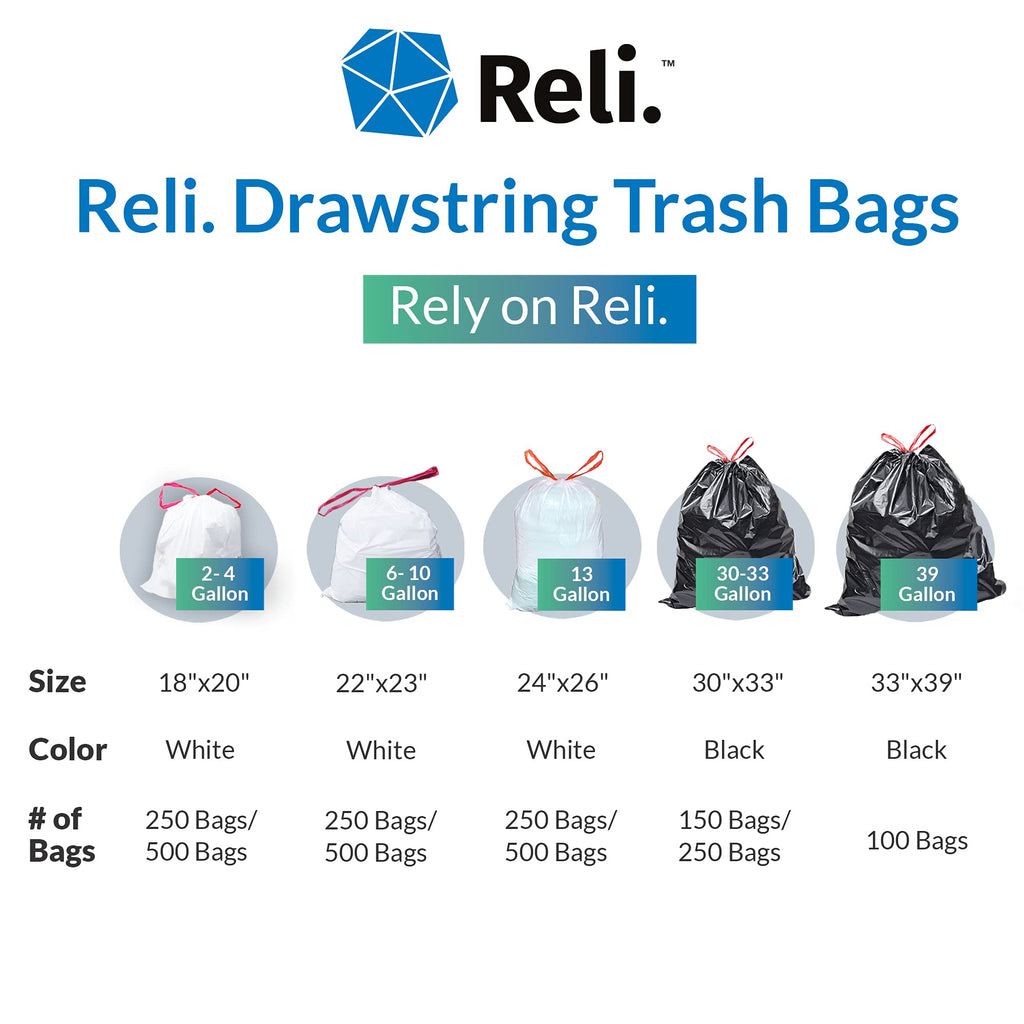 Reli. Drawstring Kitchen Trash Bags | Durable

