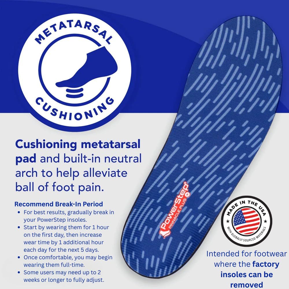 PowerStep Pinnacle Plus Met Orthotics Ball of Foot Pain

