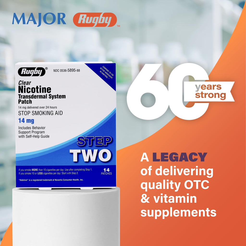 Rugby Clear Nicotine Patch Transdermal System for Quitting Smoking

