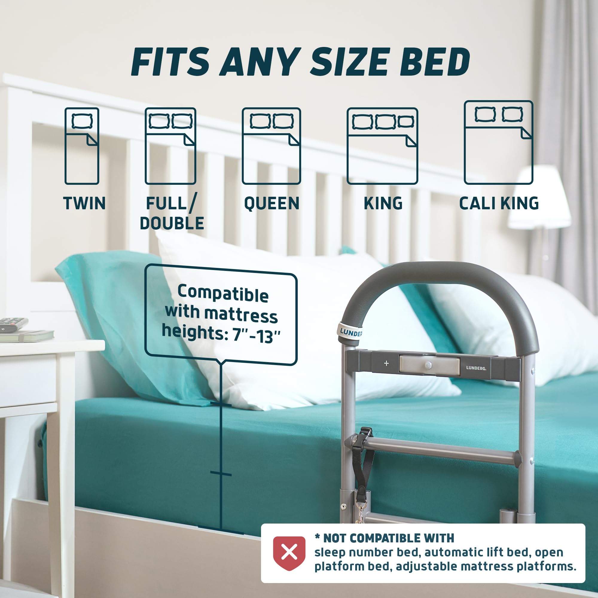 Lunderg Bed Assist Rail with Motion-Activated Light

