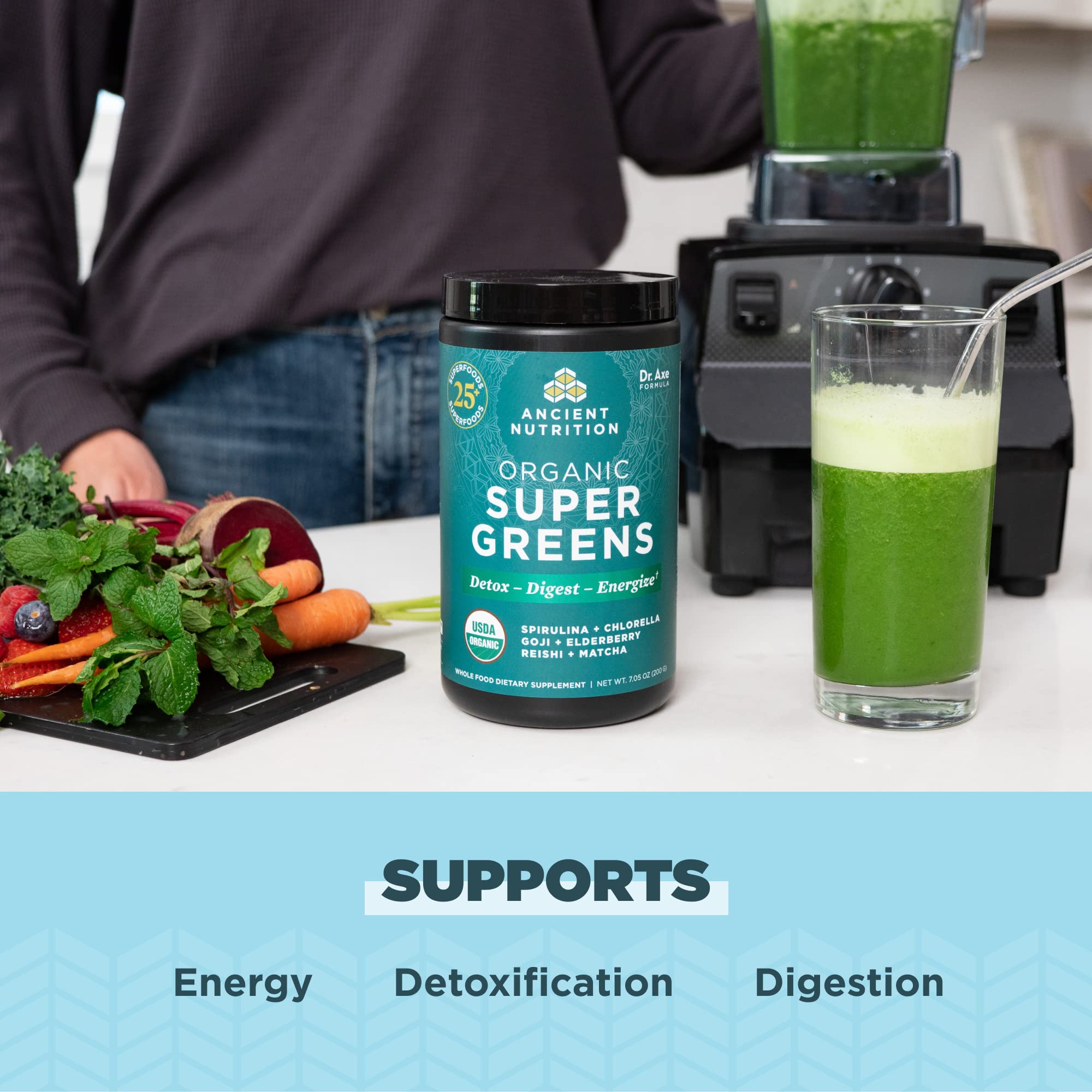 Ancient Nutrition Super Greens Powder - Organic Probiotics

