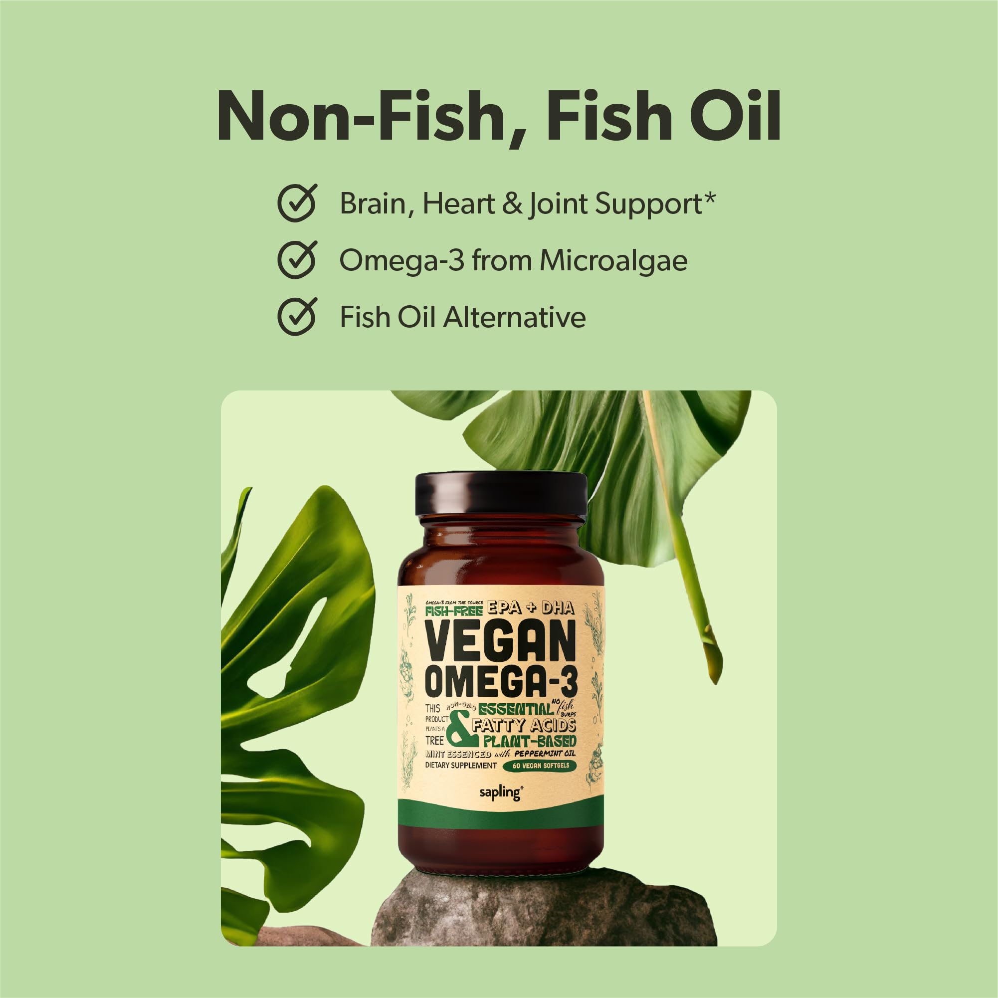 Sapling Vegan Algae Omega-3 | Heart-Brain Support

