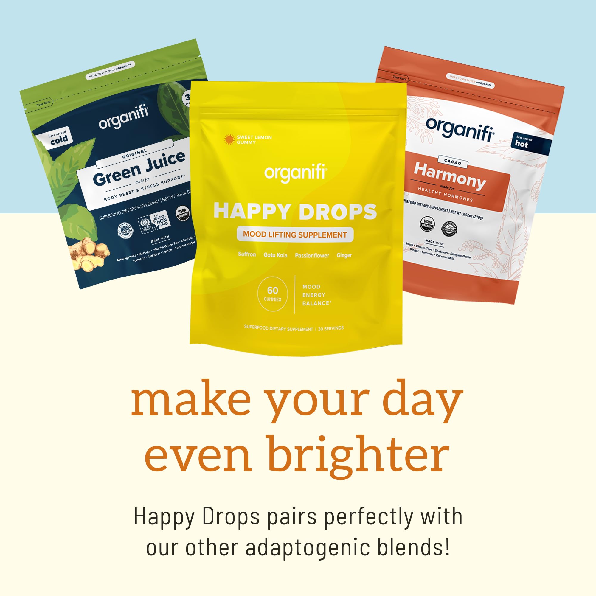 Organifi Happy Drops Mood Gummies for Daily Mood Support

