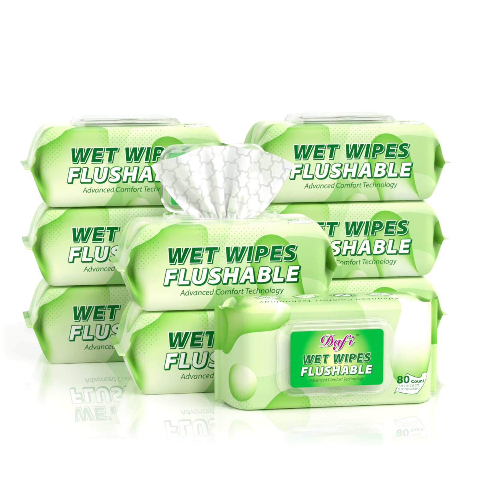 DAFI Flushable Wipes for Adults - Unscented Plant-Based

