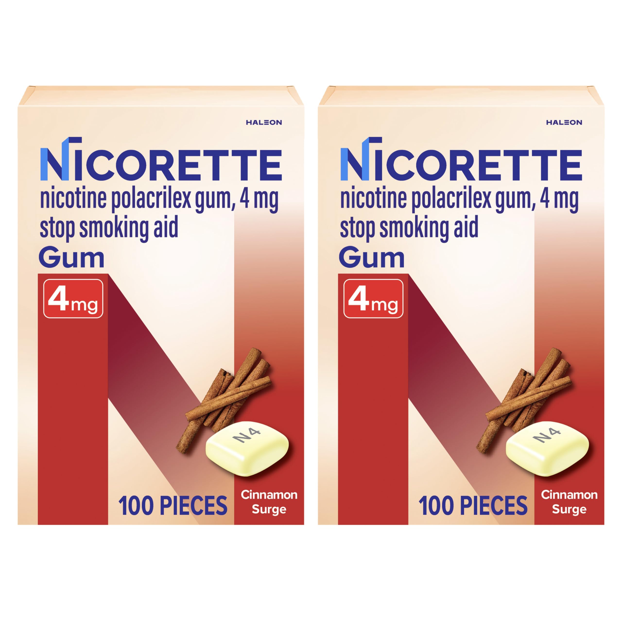 Nicorette 4 mg Cinnamon Surge Nicotine Gum Stop Smoking Aid

