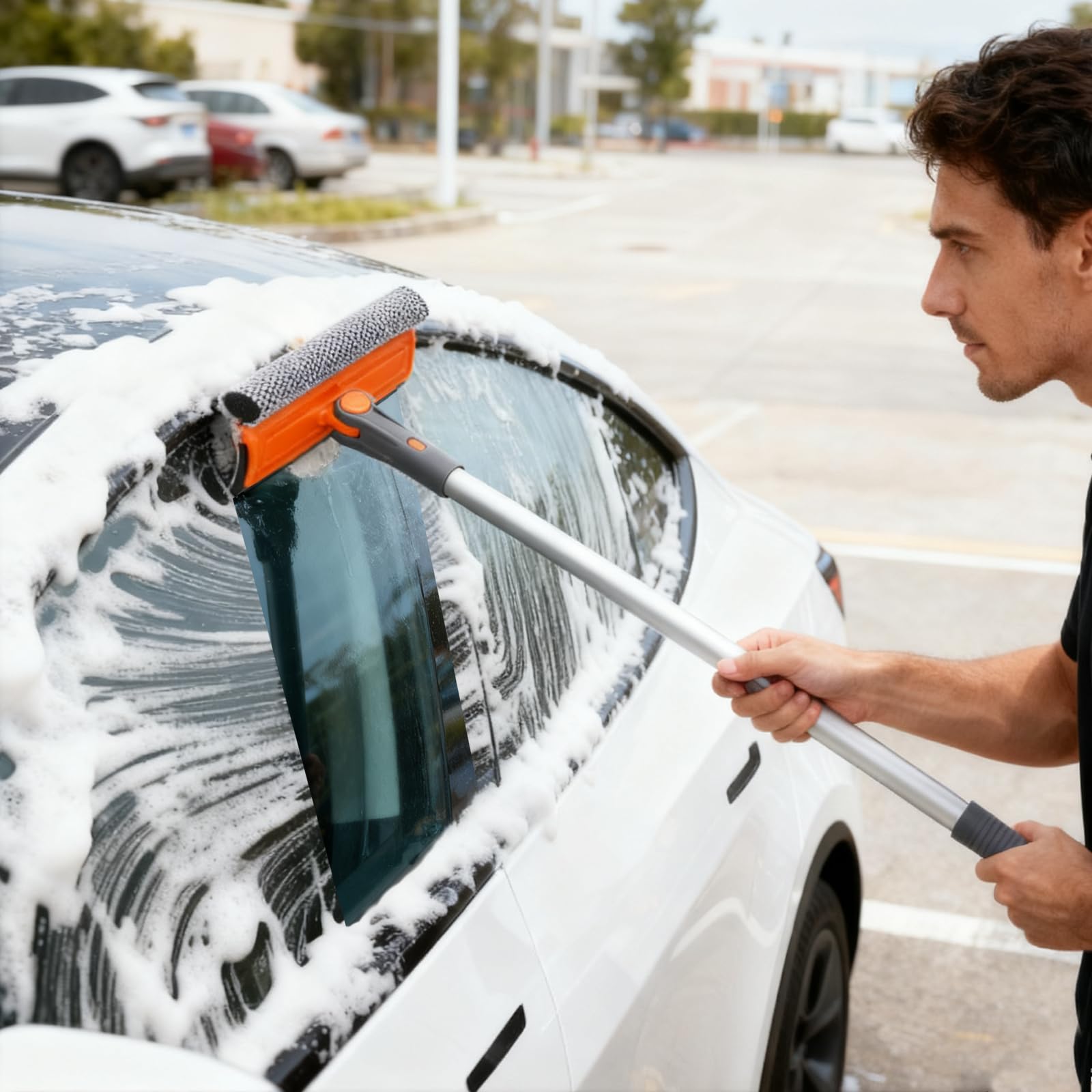 Window Squeegee by eazer with Extension Pole and Rotate-Lock

