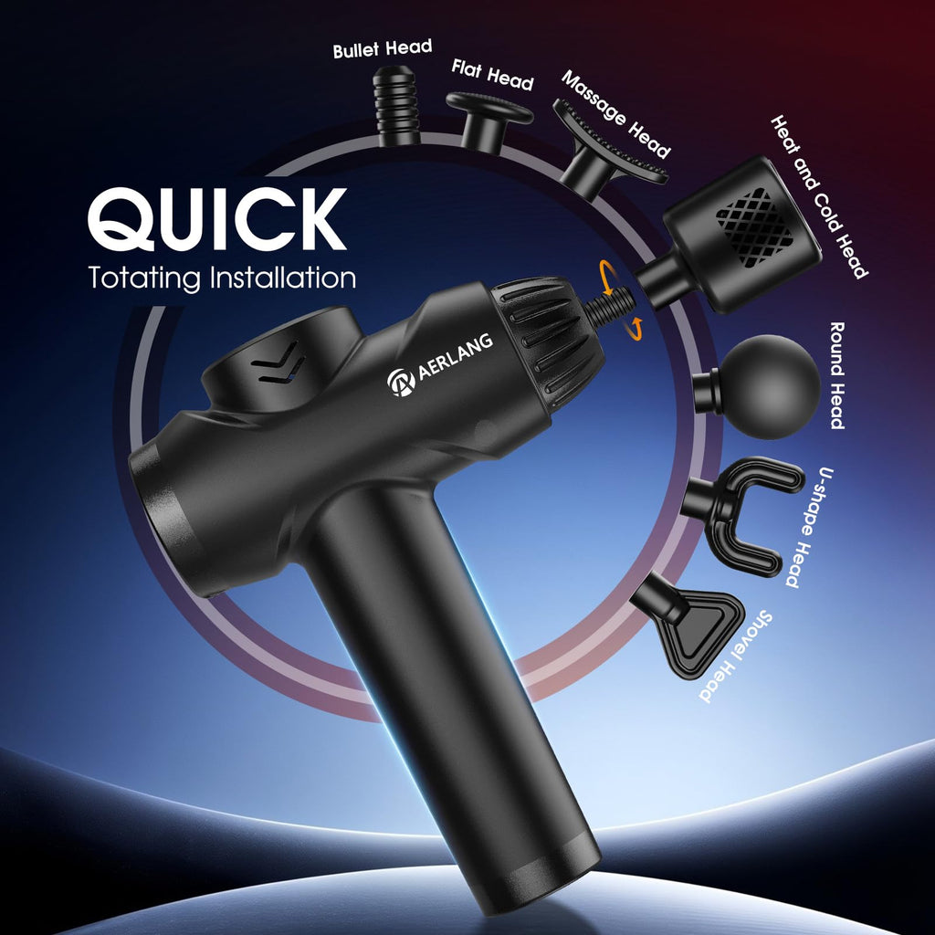 AERLANG Massage Gun with Heat & Cold Therapy | 7 Heads, 20 Speeds

