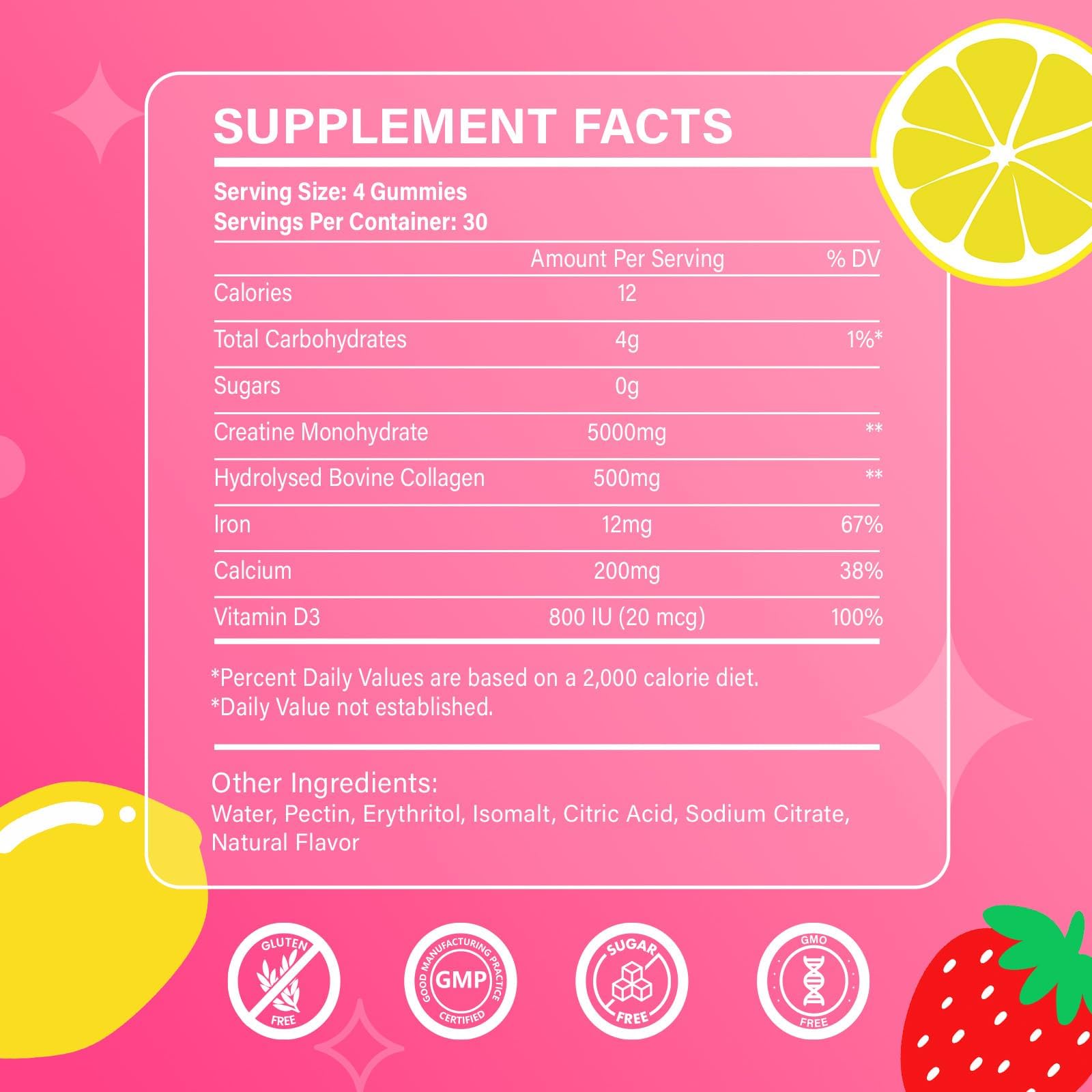 Creatine Gummies for Women with Collagen, D3 & Calcium

