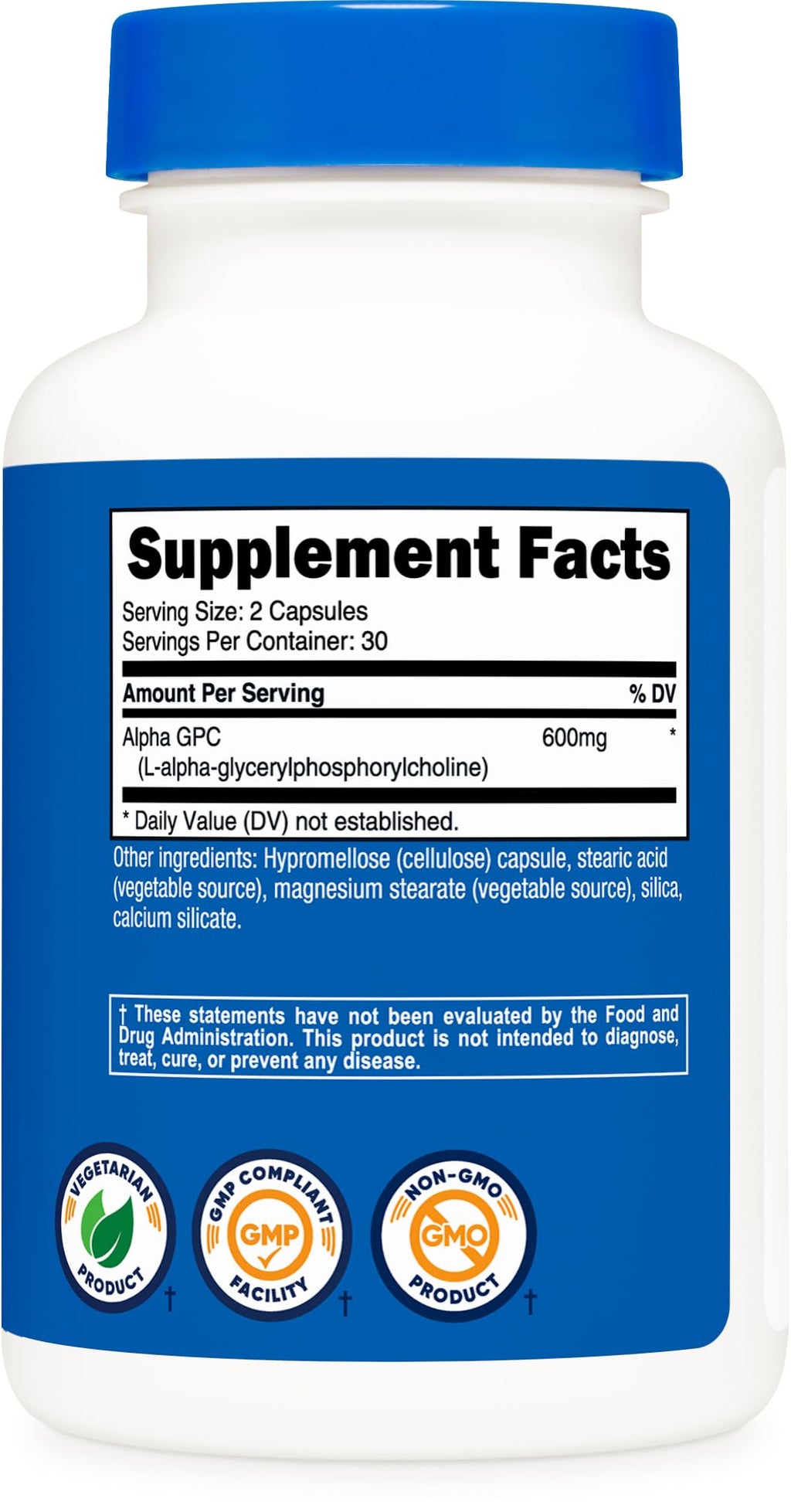Nutricost Alpha GPC 600 mg Dietary Supplement - Non-GMO

