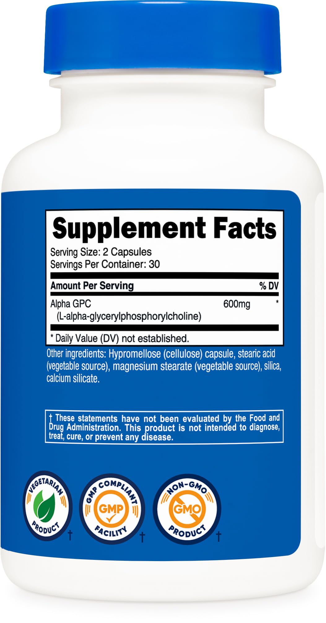 Nutricost Alpha GPC 600 mg Dietary Supplement - Non-GMO

