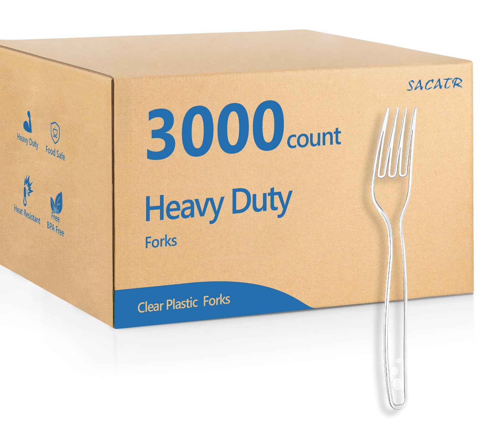 SACATR Heavy Duty Plastic Forks BPA-Free Disposable Cutlery