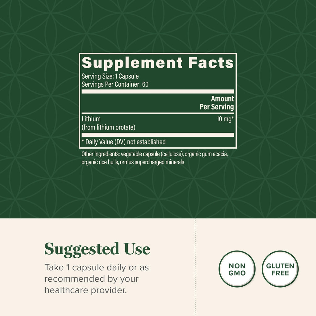 Lithium Orotate 10mg Supplement - Global Healing Center

