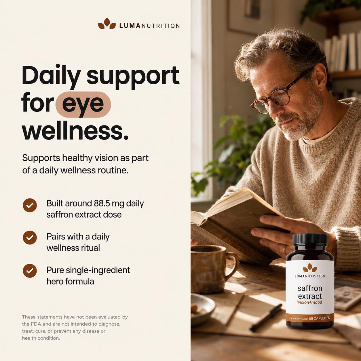 Luma Nutrition Saffron Extract Capsules | Mood & Eye Support

