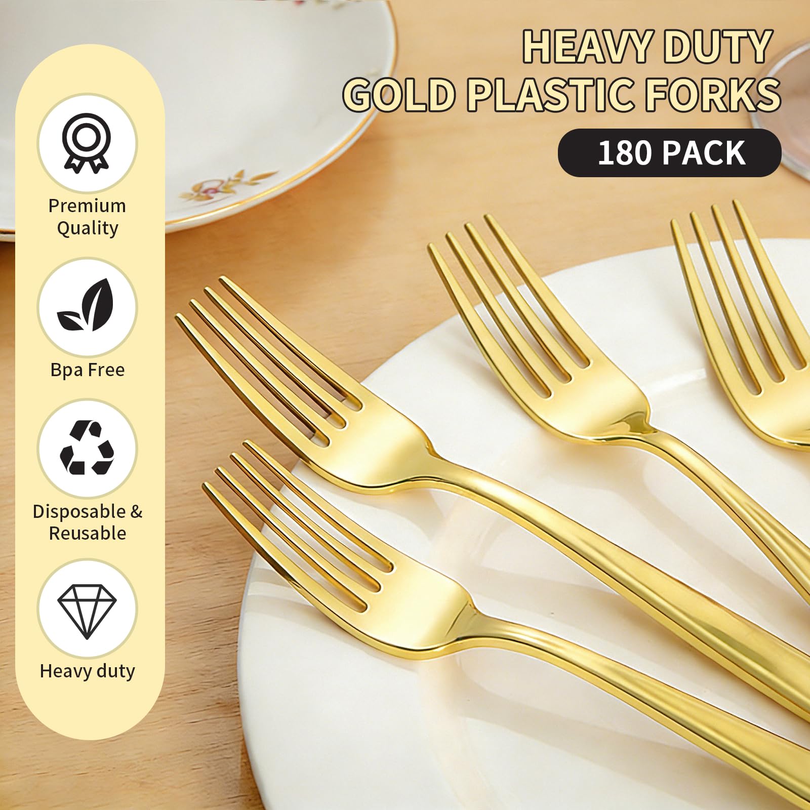 Heavy-Duty Disposable Plastic Forks – 180 Count


