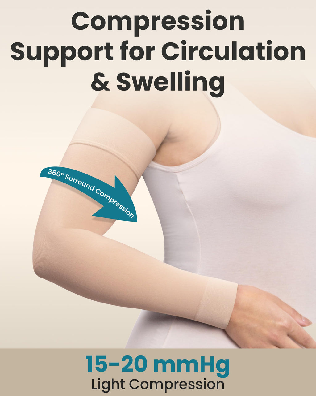 KEMFORD Compression Arm Sleeves for Women - 15-20 mmHg

