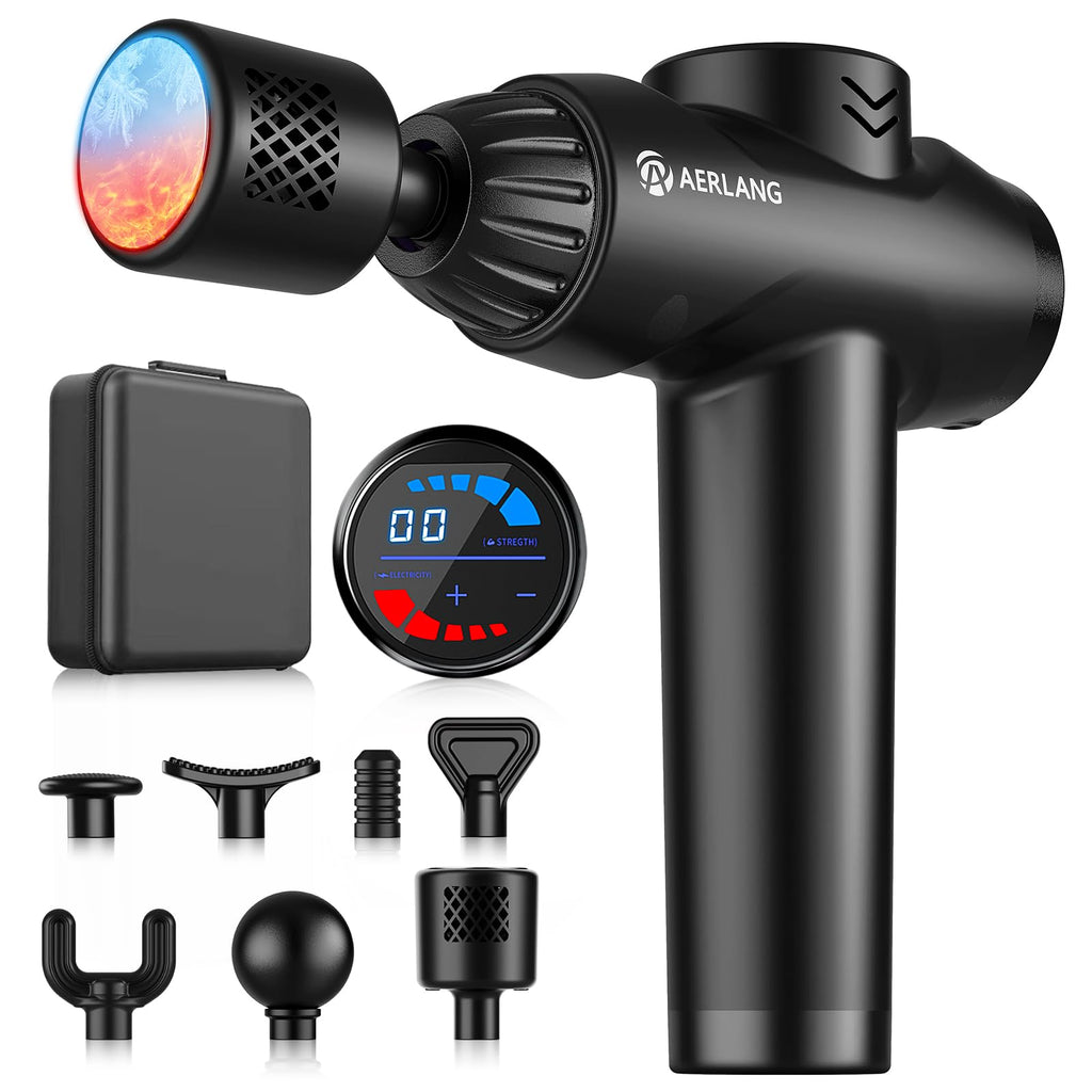 AERLANG Massage Gun with Heat & Cold Therapy | 7 Heads, 20 Speeds

