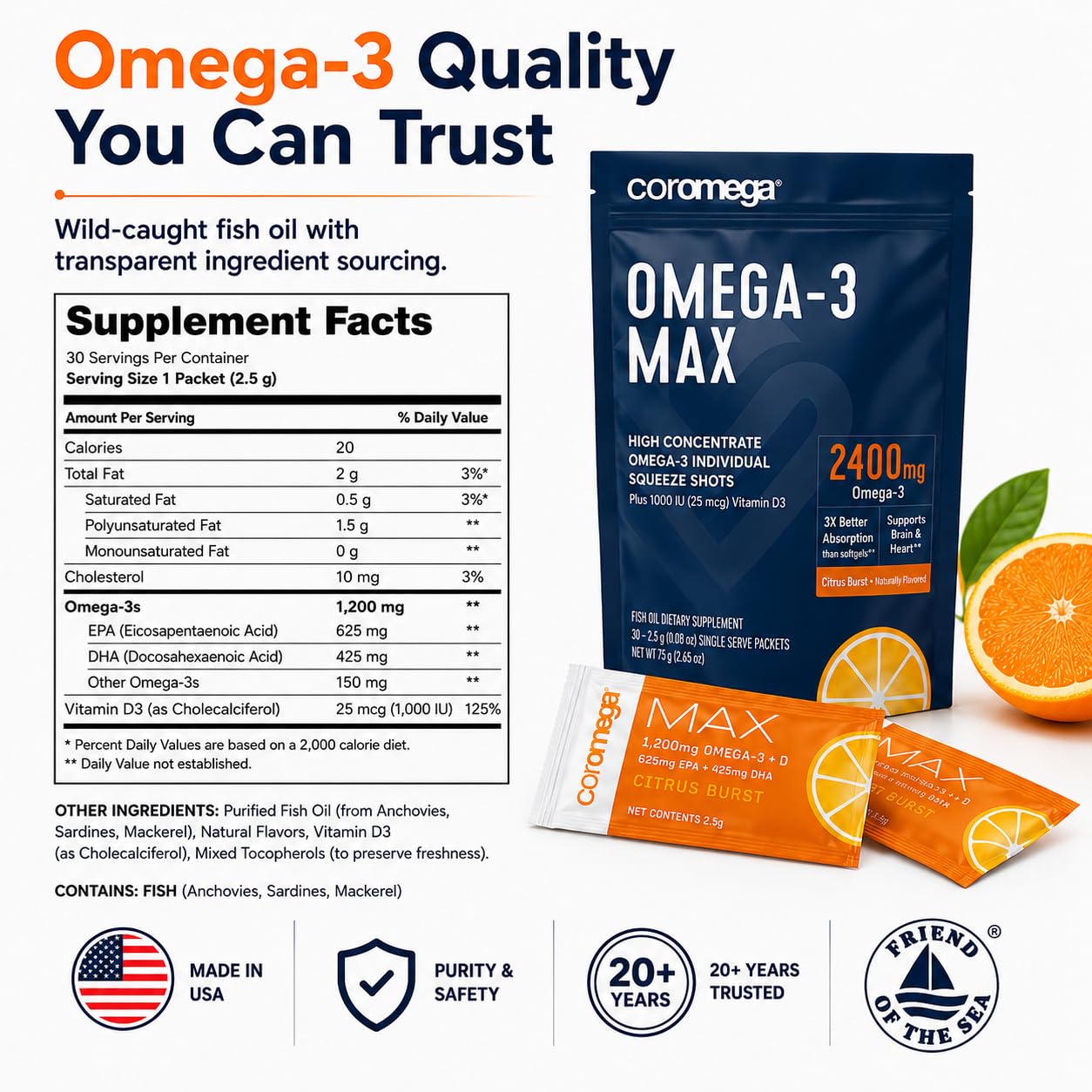 Coromega MAX Omega-3 Fish Oil + Vitamin D

