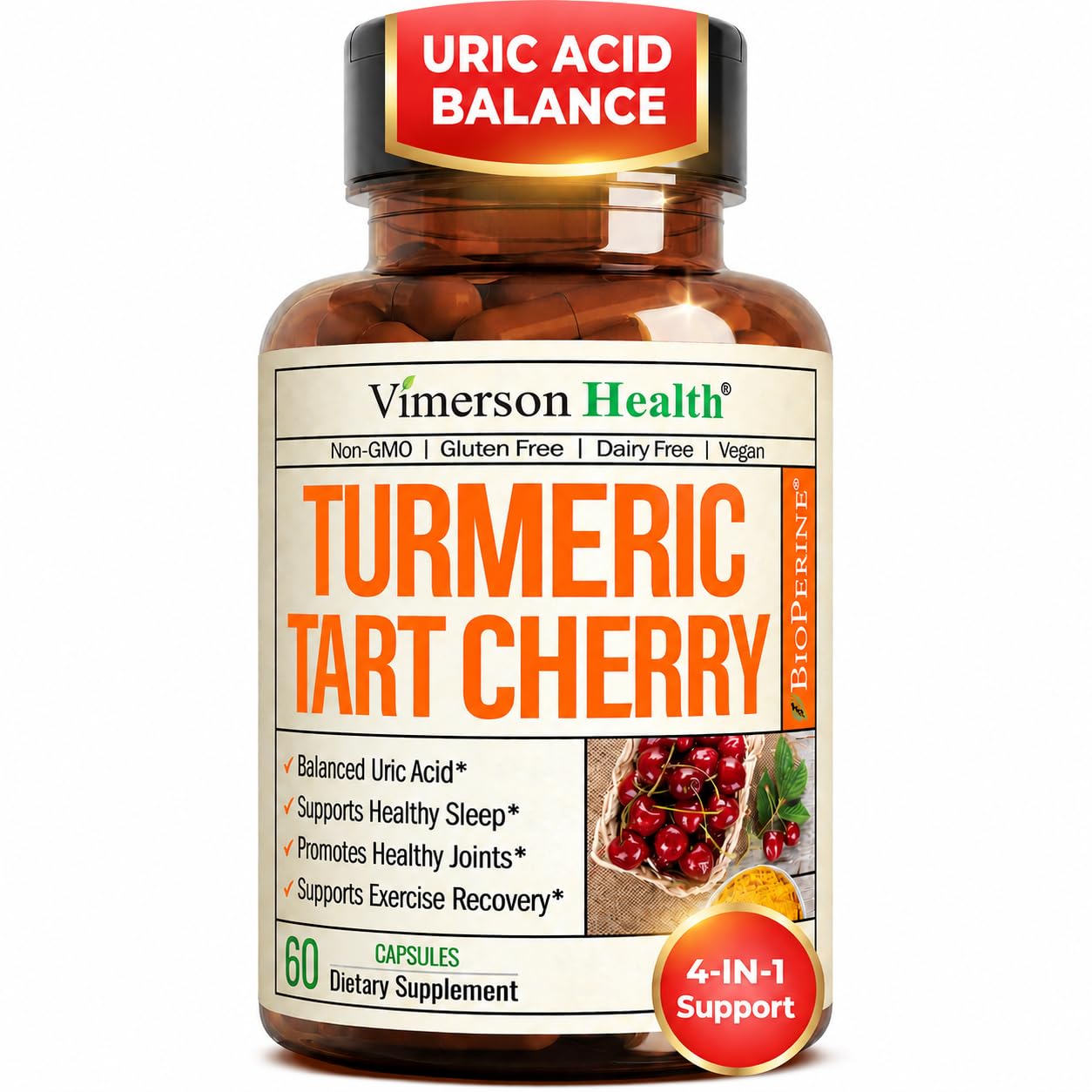 Tart Cherry Capsules for Joint Comfort & Uric Acid Support

