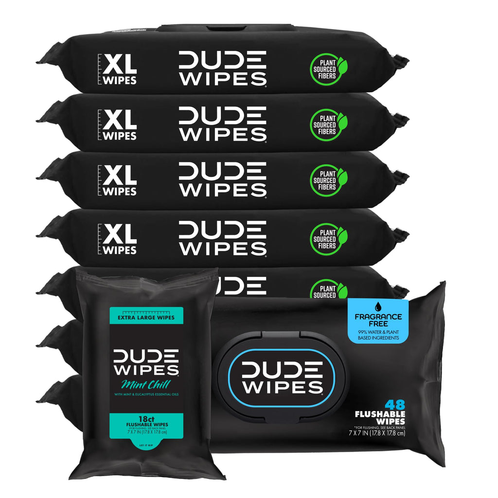 DUDE Wipes Flushable Extra-Large Wet Wipes for Sensitive Skin